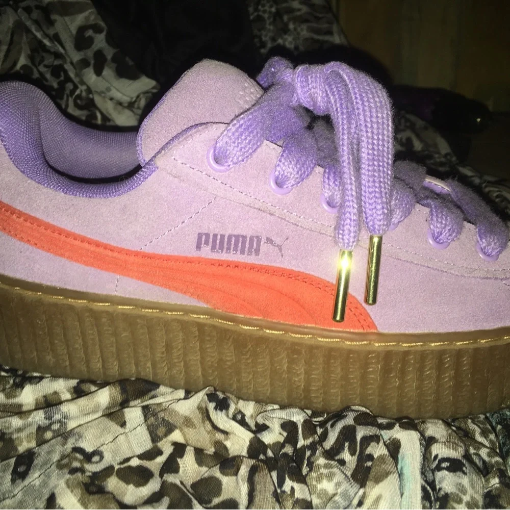 Fenty Suede Platform Sneaker in Lavender with Gum Sole